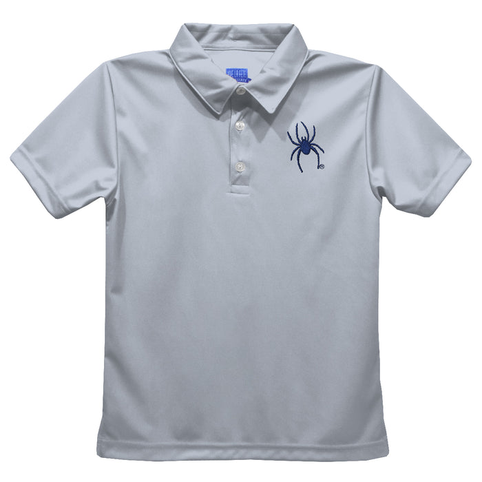University of Richmond Spiders Embroidered Gray Short Sleeve Polo Box Shirt