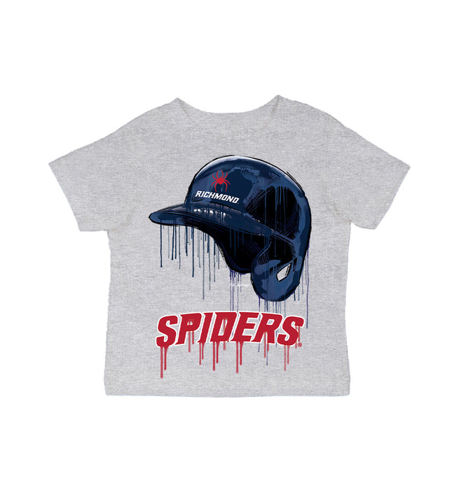 University of Richmond Spiders Original Dripping Baseball Helmet Grey Cotton T-Shirt  by Vive La Fete