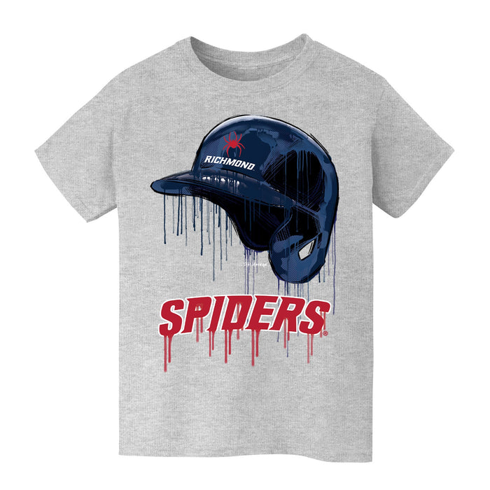 University of Richmond Spiders Original Dripping Baseball Helmet Grey Cotton T-Shirt  by Vive La Fete