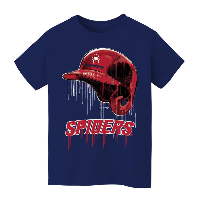 University of Richmond Spiders Original Dripping Baseball Helmet Navy T-Shirt Cotton by Vive La Fete