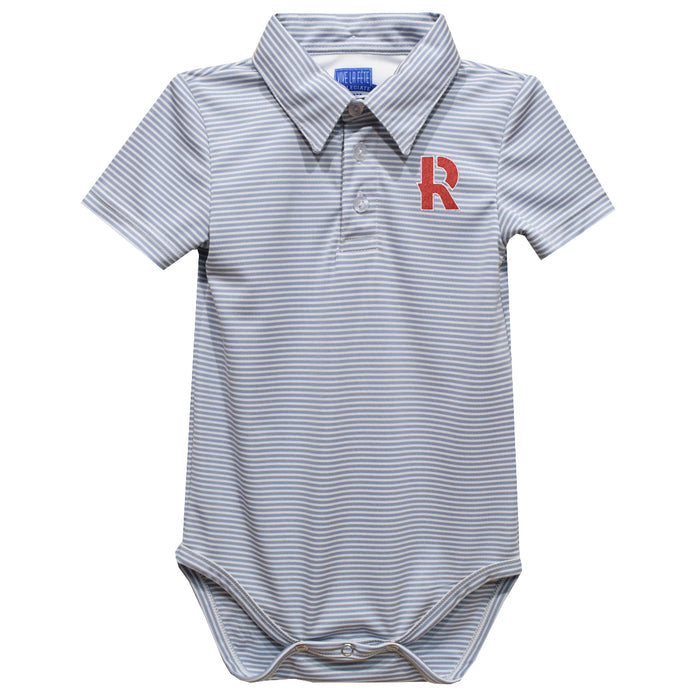 Rose Hulman Fightin' Engineers Embroidered Gray Stripe Knit Boys Polo Bodysuit