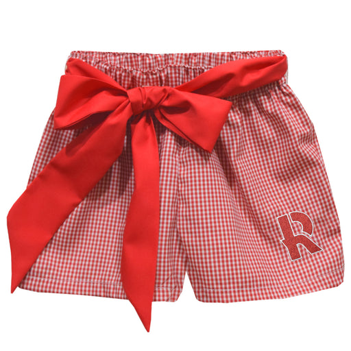 Rose Hulman Fightin' Engineers Embroidered Red Cardinal Gingham Girls Short with Sash