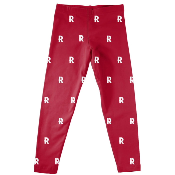 Rose Hulman Fightin Engineers Vive La Fete Girl Game Day All Over Logo Elastic Waist Classic Play Maroon Leggings Tights