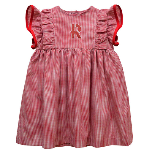Rose Hulman Fightin' Engineers Embroidered Cardinal Red Gingham Girls Ruffle Dress