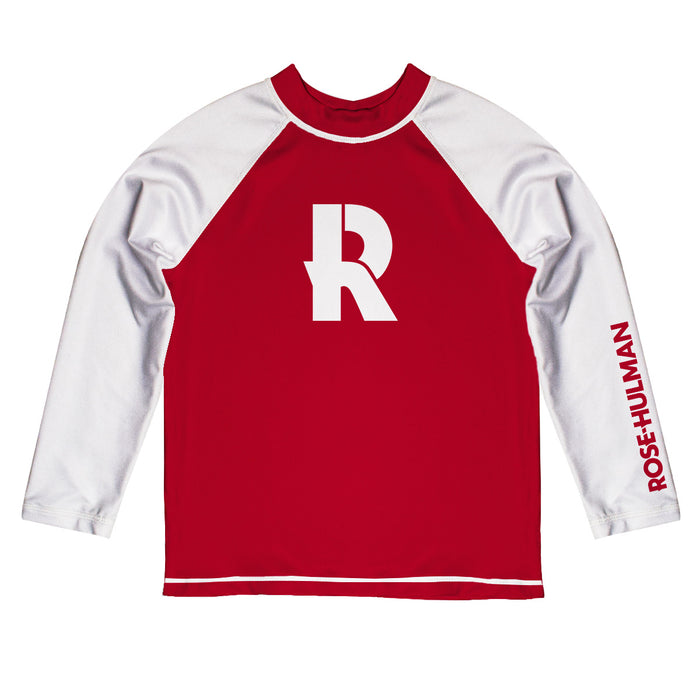 Rose Hulman Fightin' Engineers Vive La Fete Logo Maroon Long Sleeve Raglan Rashguard