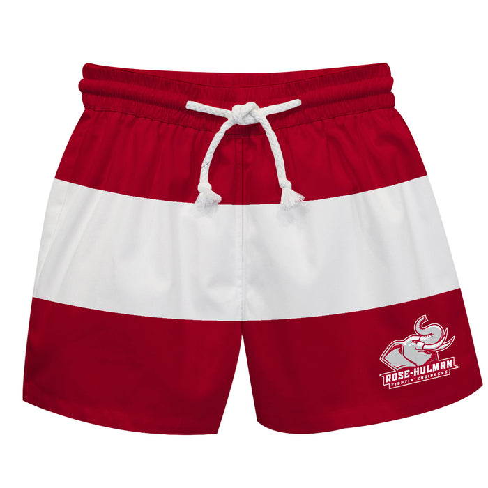 Rose Hulman Fightin' Engineers Vive La Fete Maroon Stripes Swimtrunks V1