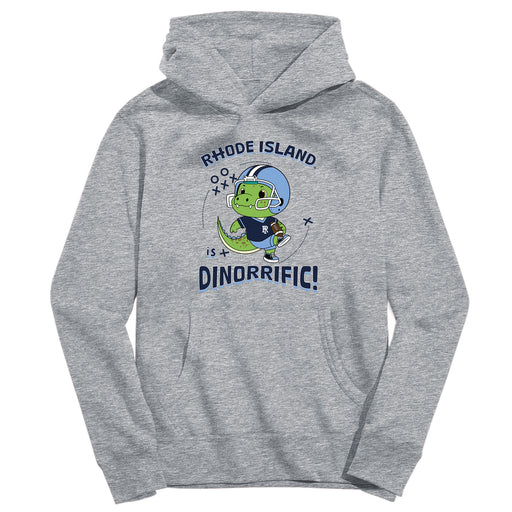 Rhode Island Rams Dinorrific Heather Grey Cotton Youth Hoodie