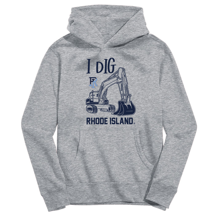 Rhode Island Rams Excavator Heather Grey Cotton Youth Hoodie