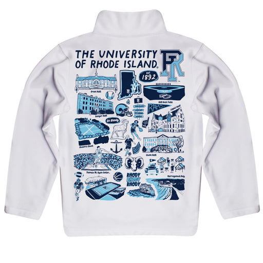 Rhode Island Rams Hand Sketched Vive La Fete Impressions Artwork White Boys Quarter Zip Pullover V1 - Vive La Fête - Online Apparel Store