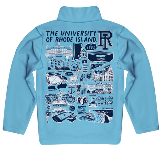 Rhode Island Rams Hand Sketched Vive La Fete Impressions Artwork  Light Blue Boys Quarter Zip Pullover V1 - Vive La Fête - Online Apparel Store