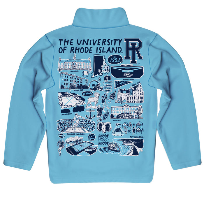Rhode Island Rams Hand Sketched Vive La Fete Impressions Artwork  Light Blue Boys Quarter Zip Pullover V1 - Vive La Fête - Online Apparel Store