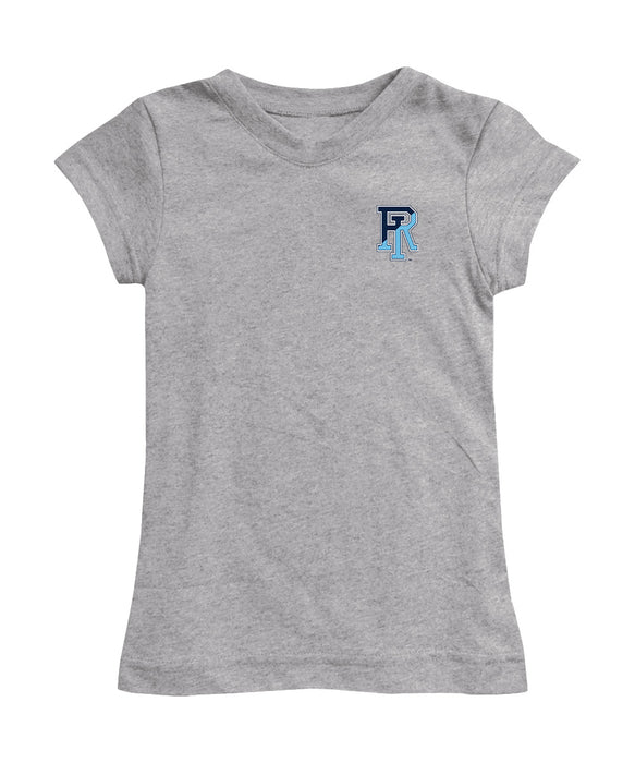 Rhode Island Rams Hand Sketched Vive La Fete Impressions Artwork Grey Girls Cotton Short Sleeve Tee