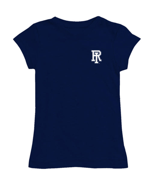 Rhode Island Rams Hand Sketched Vive La Fete Impressions Artwork Navy Girls Cotton Short Sleeve Tee