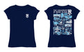 Rhode Island Rams Hand Sketched Vive La Fete Impressions Artwork Navy Girls Cotton Short Sleeve Tee - Vive La Fête - Online Apparel Store