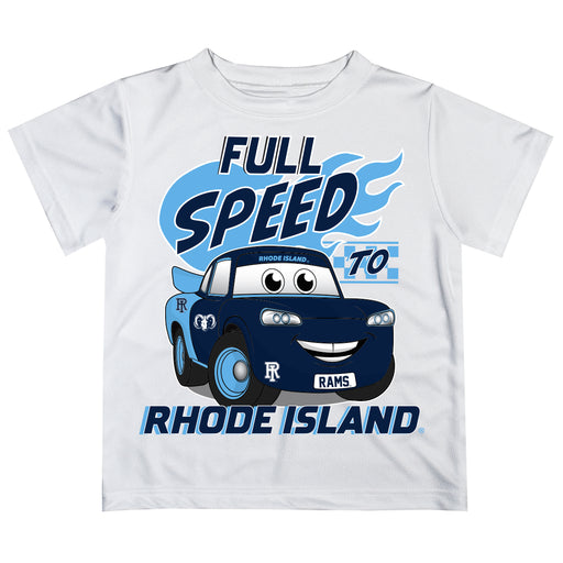 Rhode Island Rams Vive La Fete Toy Racing Car Boys Game Day White Short Sleeve Tee
