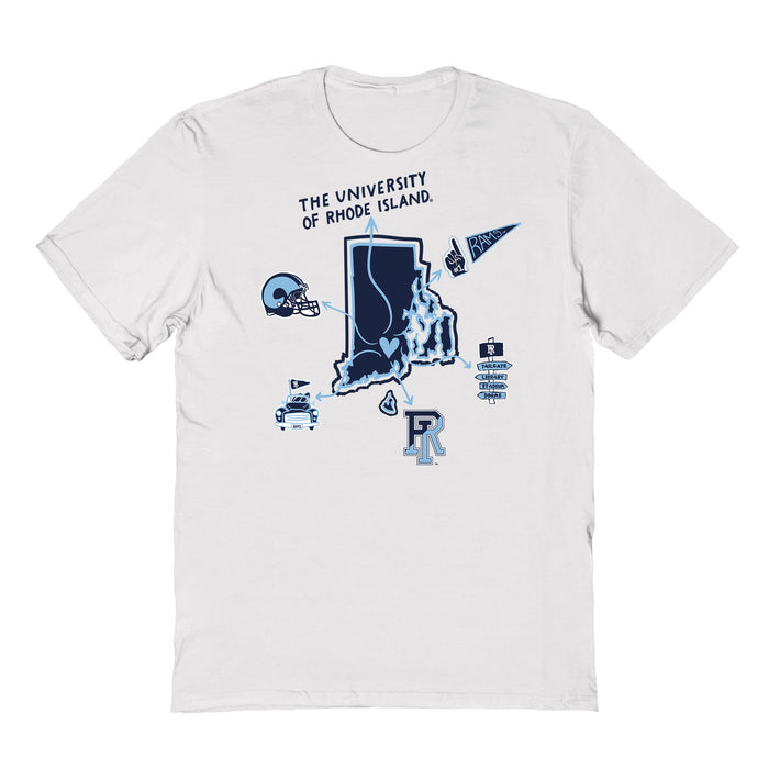 Rhode Island Rams Hand Sketched Vive La Fete Impressions Icones Kids White T-shirt