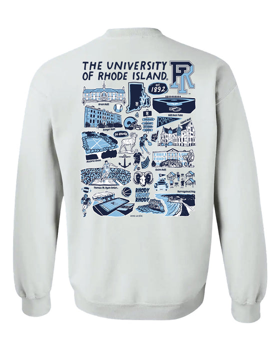 Rhode Island Rams Hand Sketched Artwork Navy Crewneck Sweatshirt for Women - Vive La Fête - Online Apparel Store