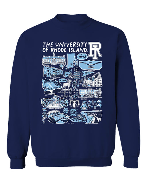 Rhode Island Rams Vive La Fete Impressions Navy Cotton Crewneck Sweatshirt for Women
