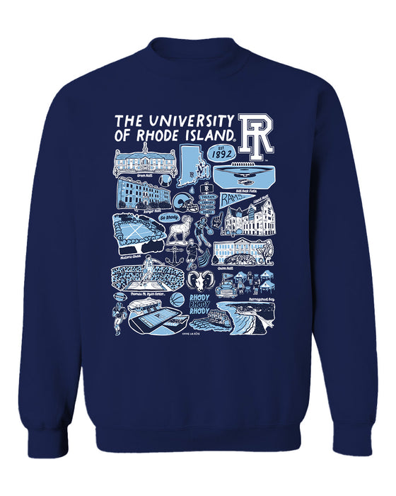 Rhode Island Rams Vive La Fete Impressions Navy Cotton Crewneck Sweatshirt for Women