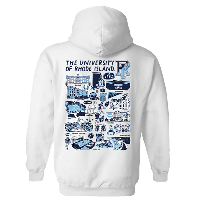Rhode Island Rams Hand Sketched Artwork Navy Cotton Fleece Women Hoodie - Vive La Fête - Online Apparel Store