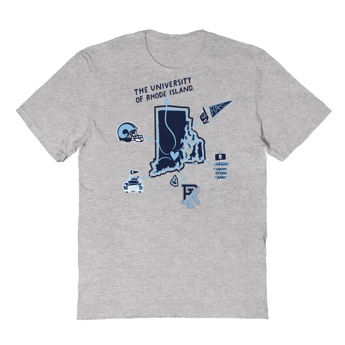 Rhode Island Rams Hand Sketched Vive La Fete Impressions Icones Grey T-shirt for Women