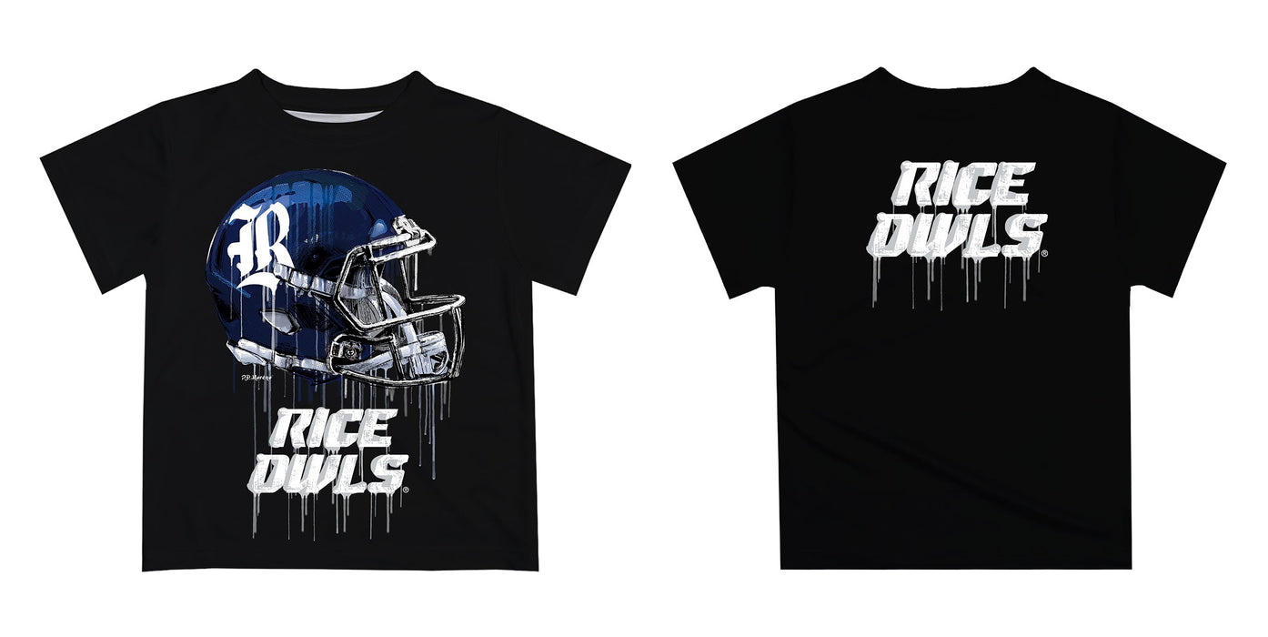 Rice University Owls Original Dripping Football Helmet Black T-Shirt by Vive La Fete - Vive La Fête - Online Apparel Store