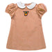 Texas-Rio Grande Valley Vaqueros Embroidered Orange Gingham Short Sleeve A Line Dress