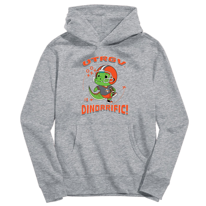 The University of Texas Rio Grande Valley Vaquero Vive La Fete Dinorrific Grey Cotton Hoodie