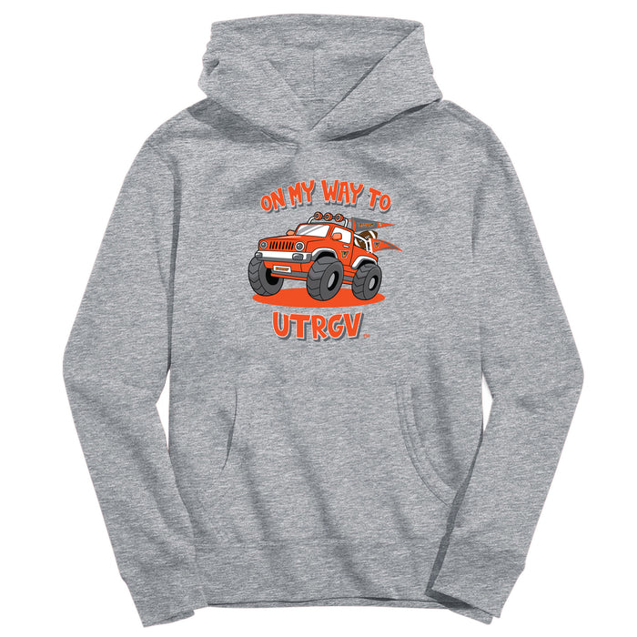The University of Texas Rio Grande Valley Vaquero Vive La Fete On My Way Monster Truck Grey Cotton Hoodie