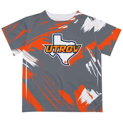 The University of Texas Rio Grande Valley Vaquero Vive La Fete Boys Game Day Grey Short Sleeve Tee Paint Brush