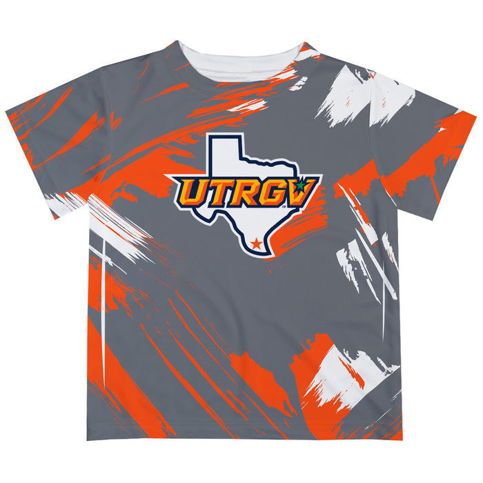 The University of Texas Rio Grande Valley Vaquero Vive La Fete Boys Game Day Grey Short Sleeve Tee Paint Brush