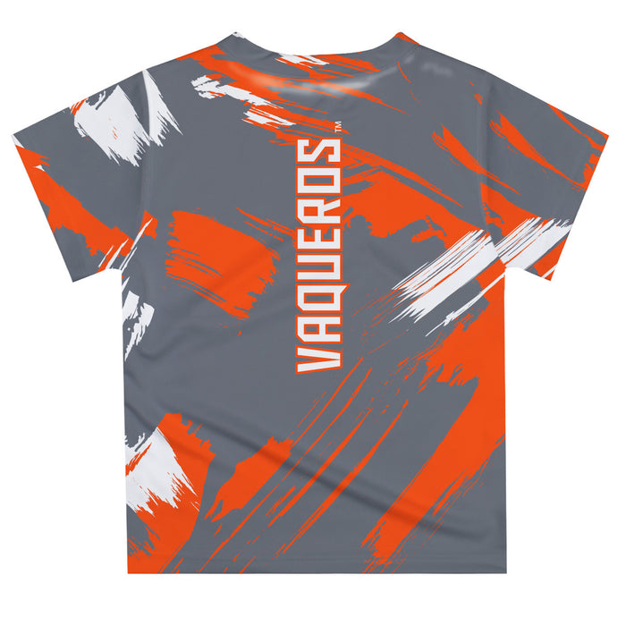 The University of Texas Rio Grande Valley Vaquero Vive La Fete Boys Game Day Grey Short Sleeve Tee Paint Brush