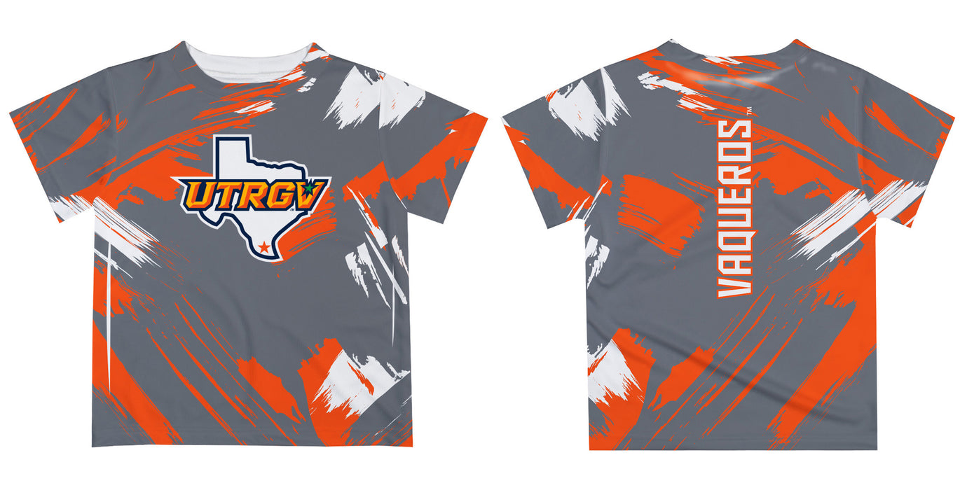 The University of Texas Rio Grande Valley Vaquero Vive La Fete Boys Game Day Grey Short Sleeve Tee Paint Brush