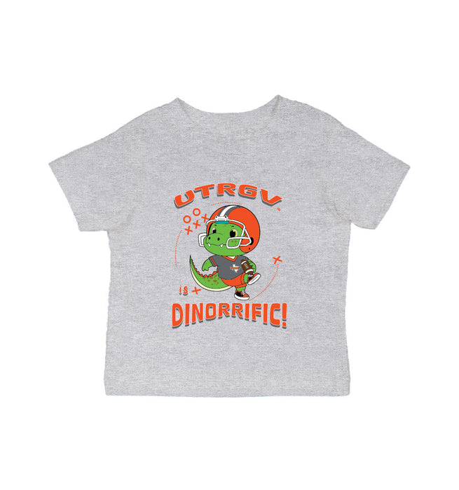 The University of Texas Rio Grande Valley Vaquero Vive La Fete Dinorrific Grey Cotton Short Sleeve Tee