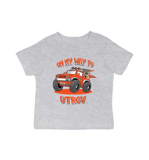 The University of Texas Rio Grande Valley Vaquero Vive La Fete On My Way Monster Truck Grey Cotton Short Sleeve Tee