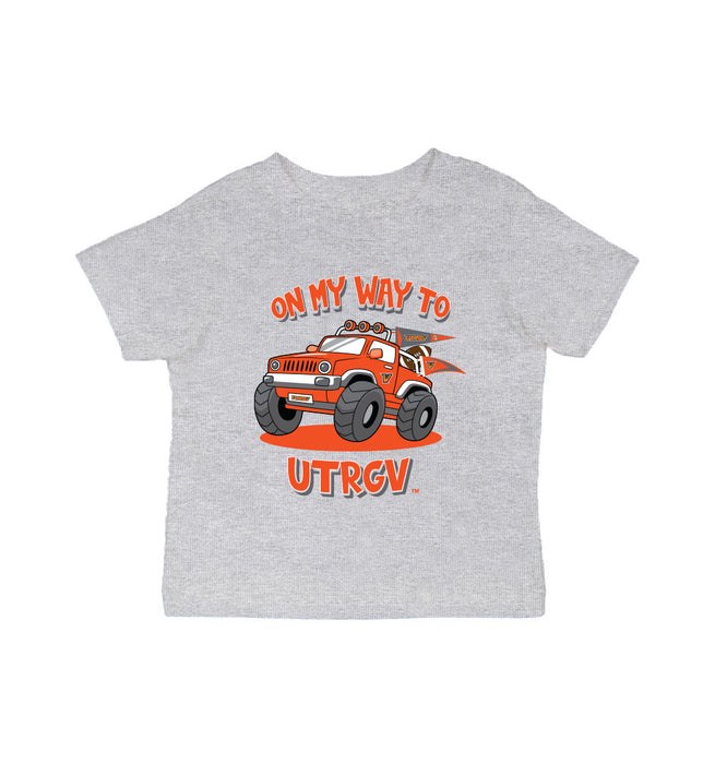 The University of Texas Rio Grande Valley Vaquero Vive La Fete On My Way Monster Truck Grey Cotton Short Sleeve Tee