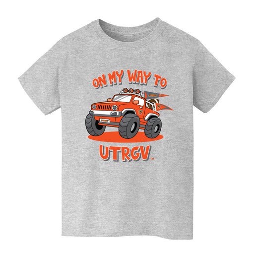 The University of Texas Rio Grande Valley Vaquero Vive La Fete On My Way Monster Truck Grey Cotton Short Sleeve Tee