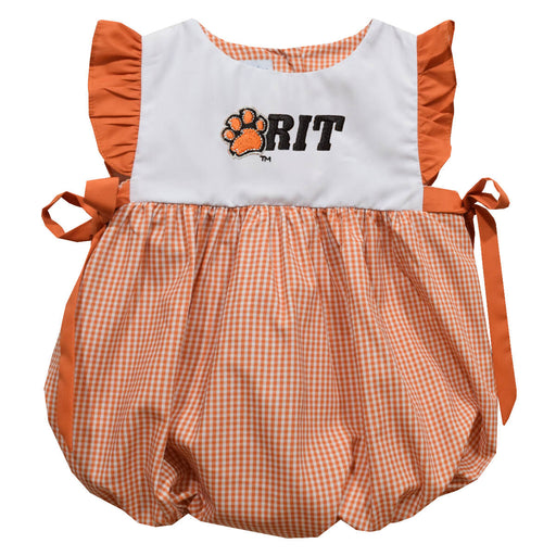 Rochester Institute of Technology Tigers, RIT Tigers Embroidered Orange Gingham Girls Bubble