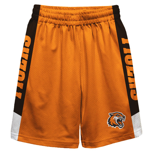 RIT Tigers Vive La Fete Game Day Orange Stripes Boys Solid Black Athletic Mesh Short