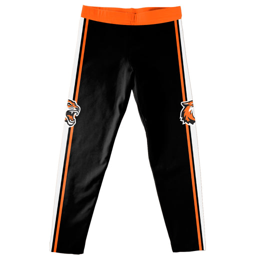 Rochester Institute of Technology Tigers, RIT Tigers Vive La Fete Girls Game Day Black with Orange Stripes Leggings Tigh