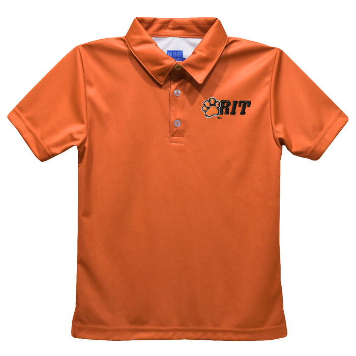 Rochester Institute of Technology Tigers, RIT Tigers Embroidered Orange Short Sleeve Polo Box Shirt