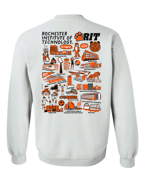 RIT Tigers Hand Sketched Vive La Fete Impressions Artwork Black Crew Neck Sweatshirt for Women - Vive La Fête - Online Apparel Store