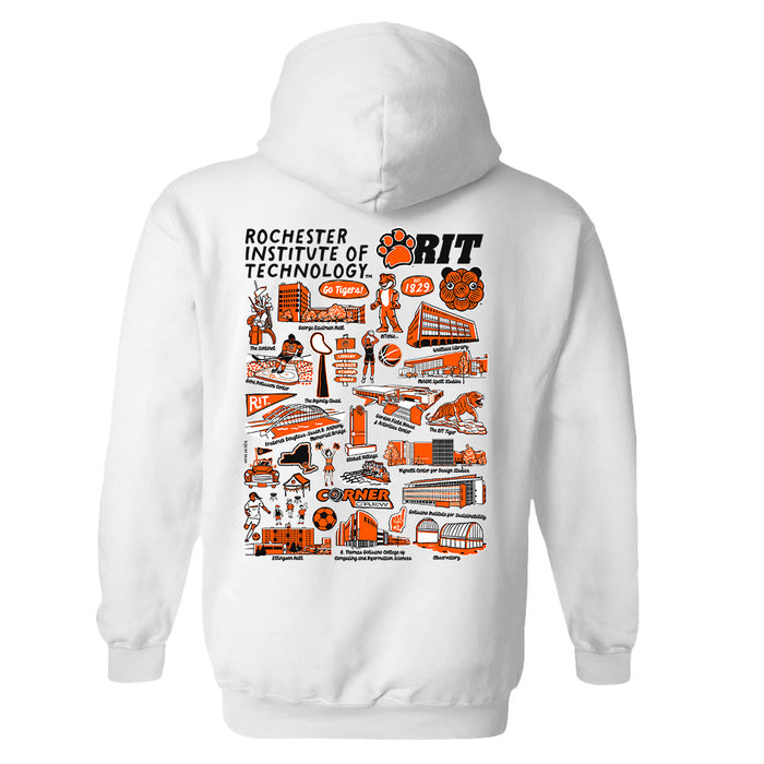 RIT Hand Sketched Vive La Fete Impressions Artwork Black Cotton Fleece Long Sleeve Hoodie - Vive La Fête - Online Apparel Store