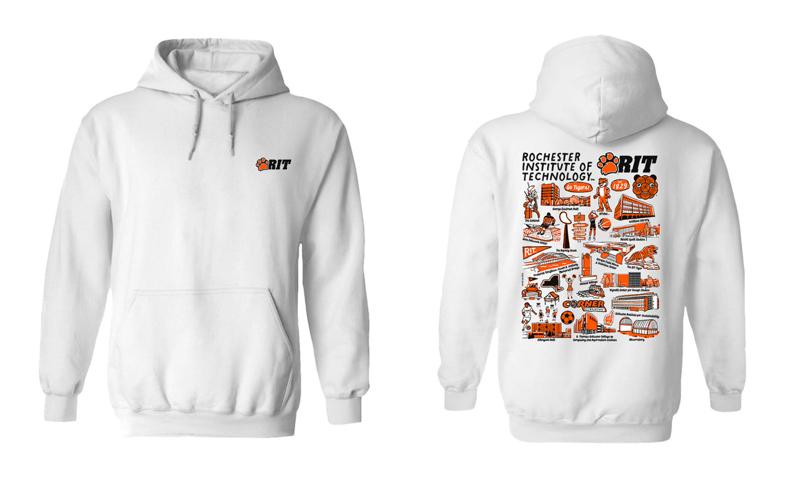 RIT Hand Sketched Vive La Fete Impressions Artwork Black Cotton Fleece Long Sleeve Hoodie - Vive La Fête - Online Apparel Store