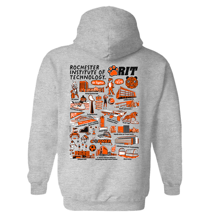 RIT Hand Sketched Vive La Fete Impressions Artwork Black Cotton Fleece Long Sleeve Hoodie - Vive La Fête - Online Apparel Store