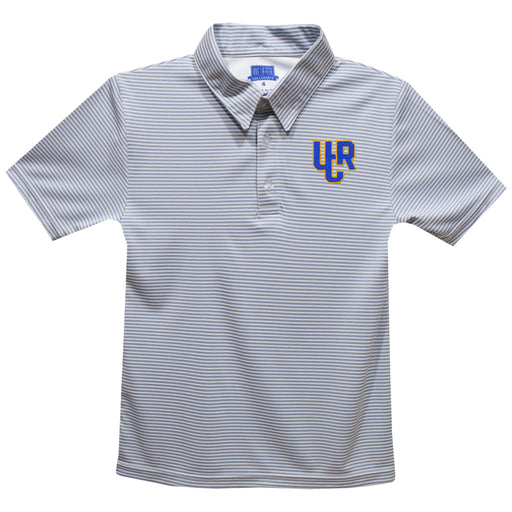 Riverside Highlanders UCR Embroidered Gray Stripes Short Sleeve Polo Box Shirt