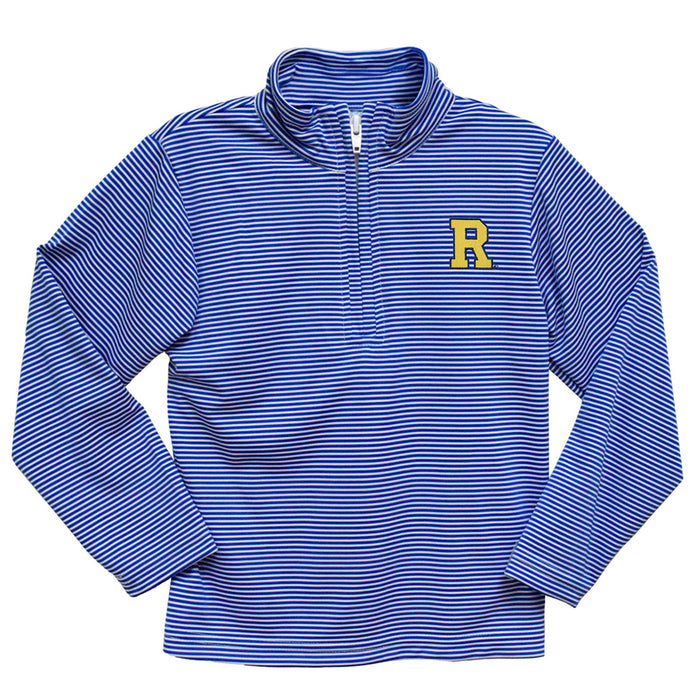 Rochester Yellowjackets Embroidered Royal Stripes Quarter Zip Pullover