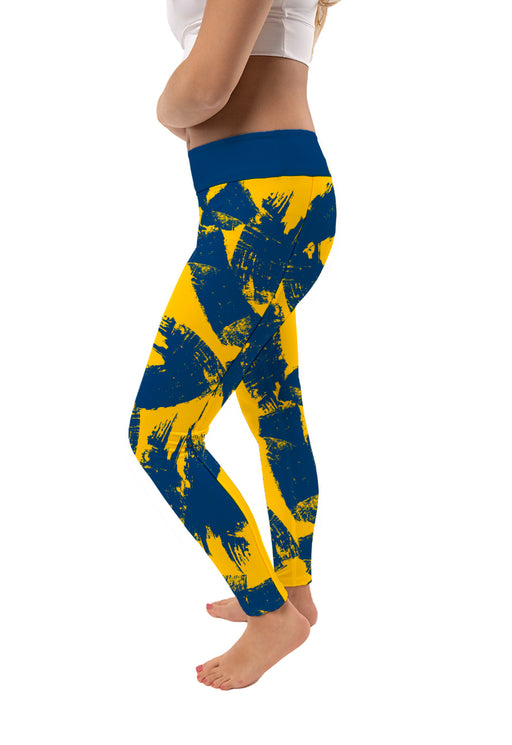 Rochester Yellowjackets Vive La Fete Paint Brush Logo on Waist Women Blue Yoga Leggings - Vive La Fête - Online Apparel Store