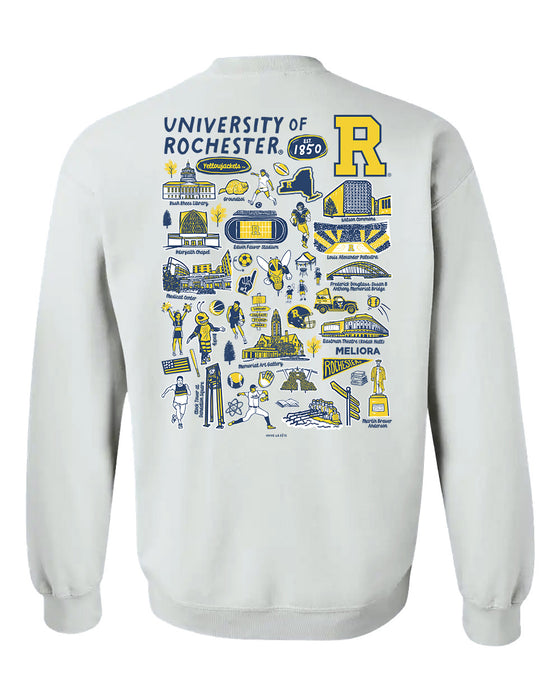 Rochester Yellowjackets Hand Sketched Vive La Fete Impressions Artwork Navy Crew Neck Sweatshirt for Women - Vive La Fête - Online Apparel Store