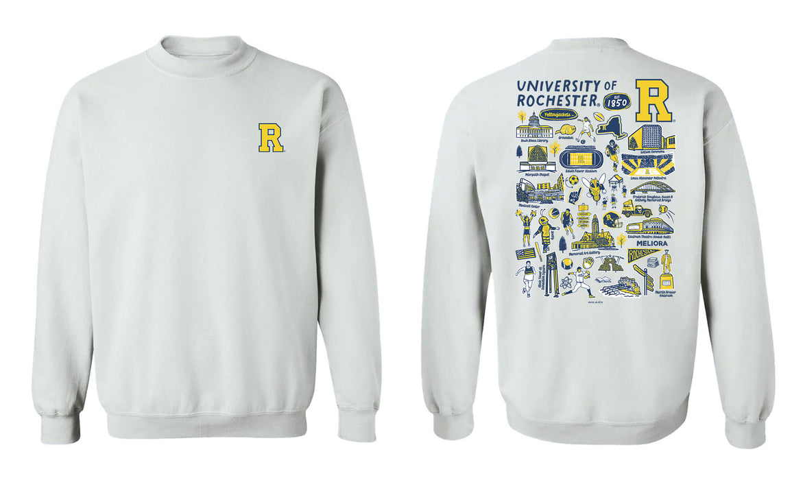 Rochester Yellowjackets Hand Sketched Vive La Fete Impressions Artwork Navy Crew Neck Sweatshirt for Women - Vive La Fête - Online Apparel Store